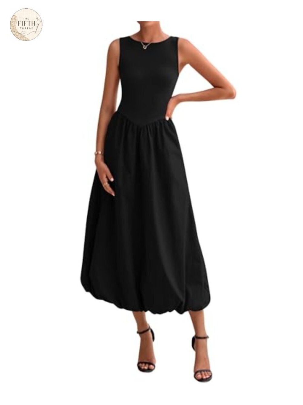 Sleeveless A-Line Midi Sundress with Pockets Casual Summer Dress